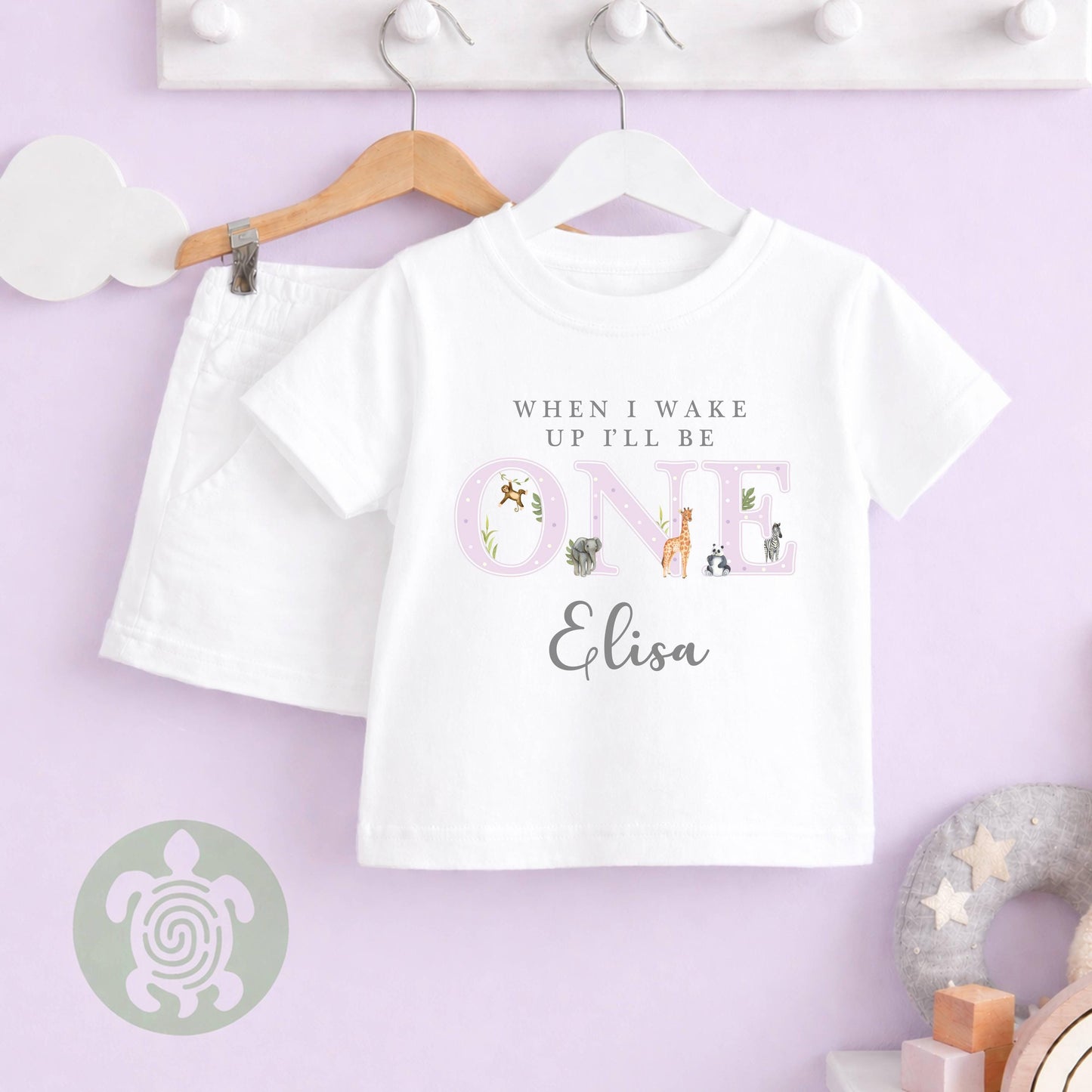 Purple Themed Any Age Birthday Girl Plain Shorts & T-shirt Pj's Set, 1st, 2nd, 3rd Birthday, Children Toddler Personalised Pyjamas, Birthday