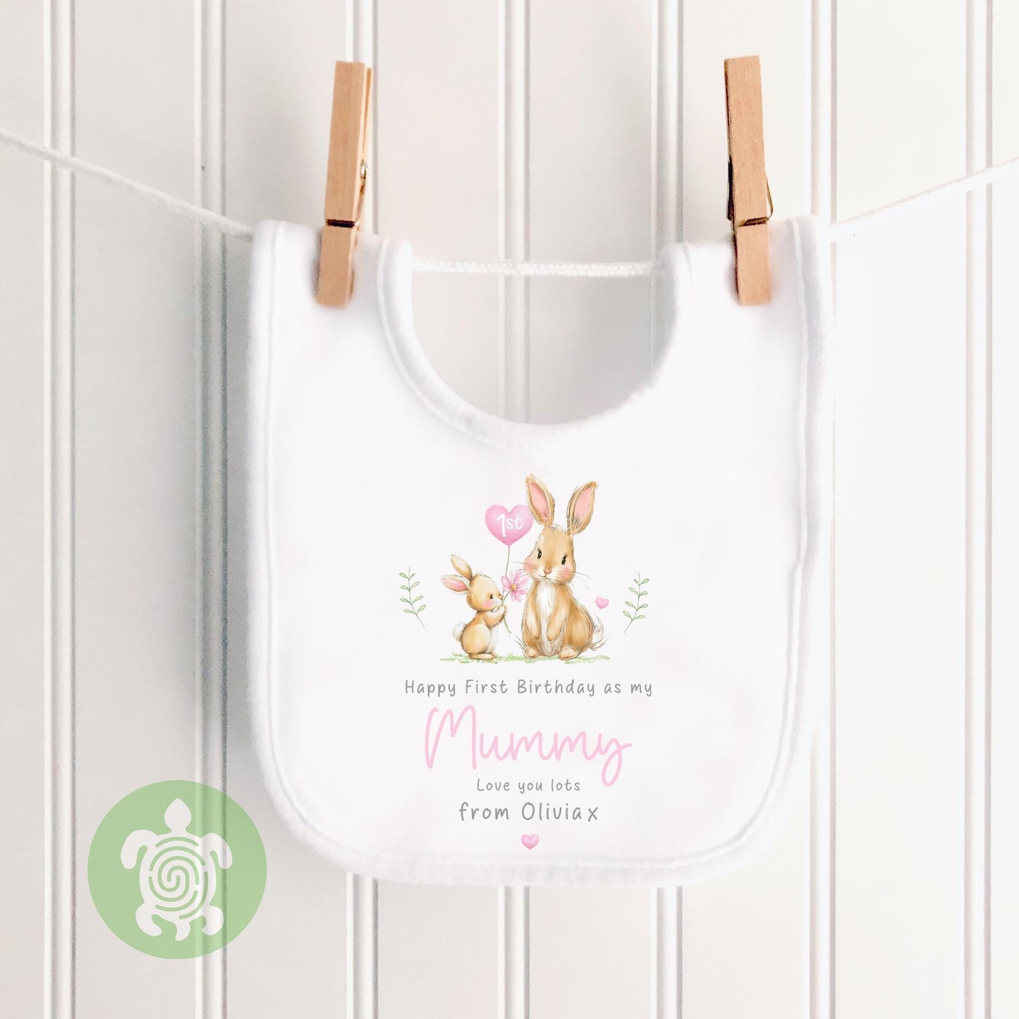 Personalised Bunny Happy 1st Birthday as My Mummy Sleepsuit, Baby Gift from Newborn, Baby Outfit, First Birthday as Daddy, Cute Baby Vest