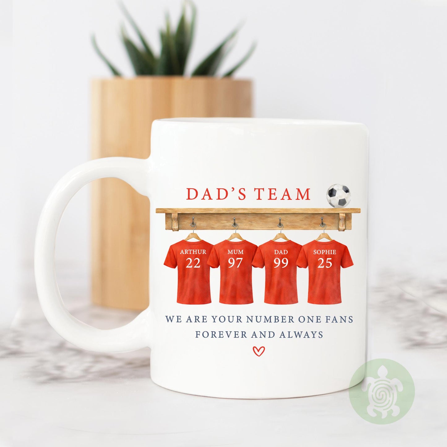 Personalised Dad's Team Football Mug, Daddy Football Shirt, Gift For Dad, Footy Present, Football Team Gift, Father's Day, Birthday Daddy