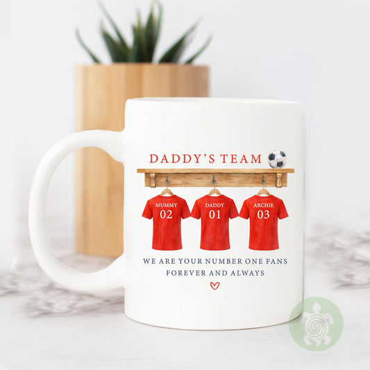 Personalised Dad's Team Football Mug, Daddy Football Shirt, Gift For Dad, Footy Present, Football Team Gift, Father's Day, Birthday Daddy
