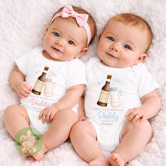 Cheers Happy 1st Birthday as My Daddy Sleepsuit, 1st Father’s Day as My Daddy Babygrow, New Dad Gift, Father’s Day Bodysuit, Baby Outfit