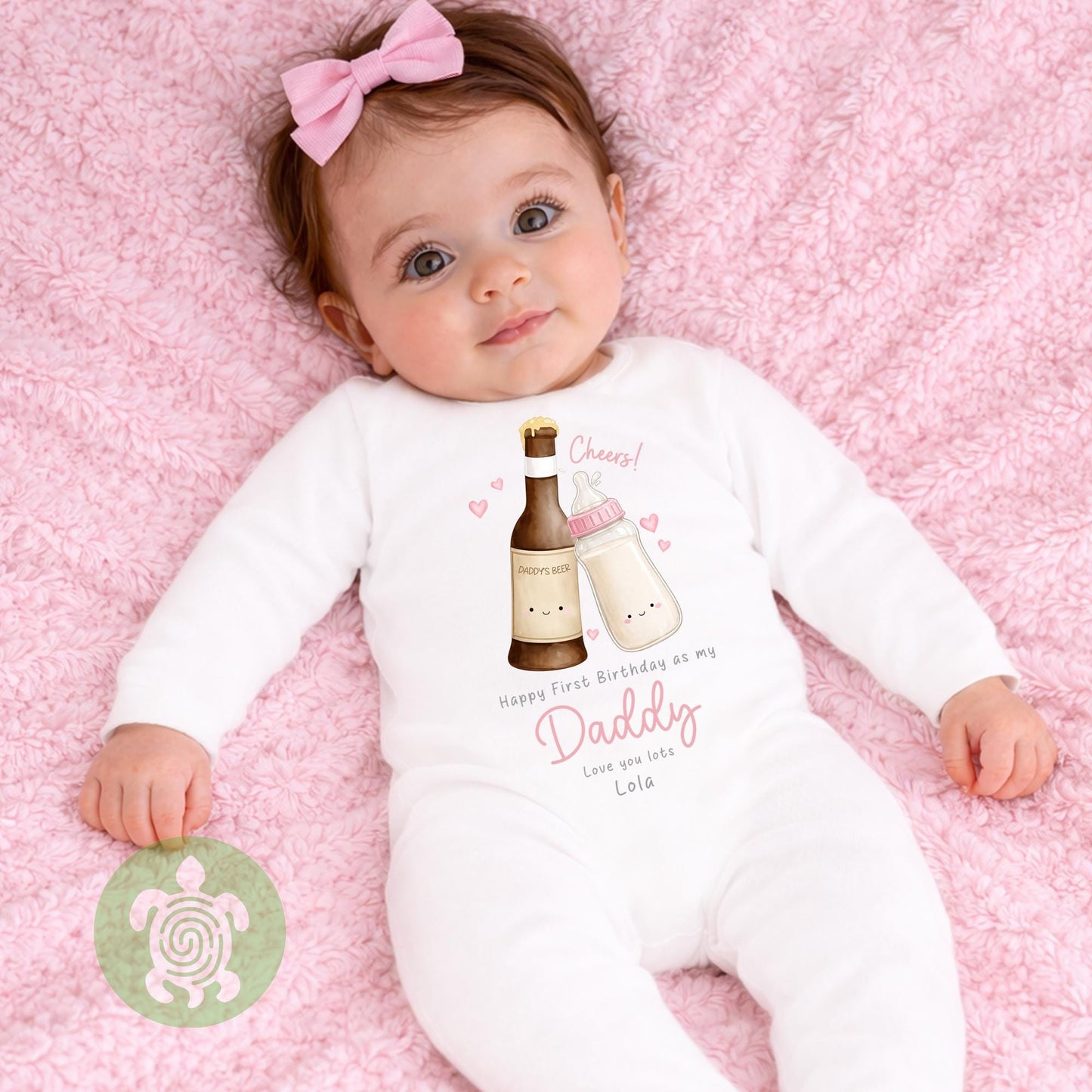 Cheers Happy 1st Birthday as My Daddy Sleepsuit, 1st Father’s Day as My Daddy Babygrow, New Dad Gift, Father’s Day Bodysuit, Baby Outfit