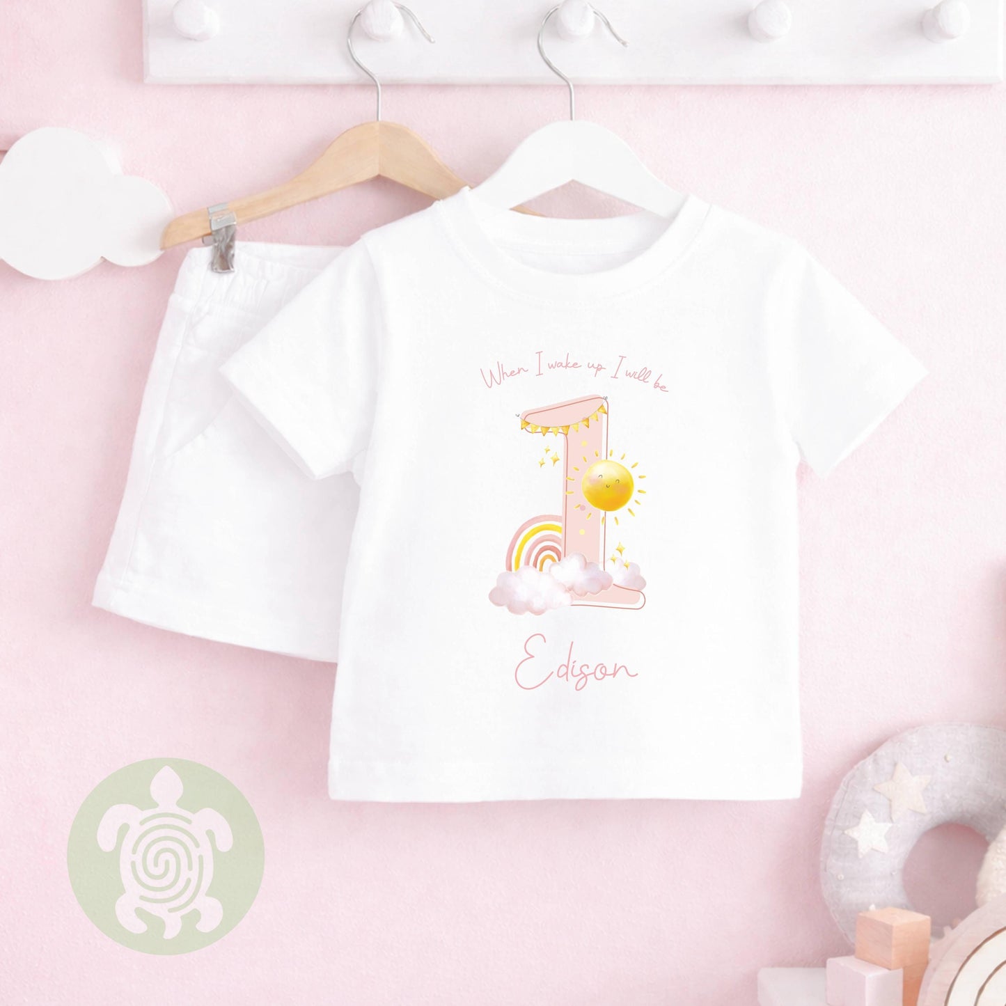 Pink Themed Any Age Birthday Girl Plain Shorts & T-shirt Pj's Set, 1st, 2nd, 3rd Birthday, Children Toddler Personalised Pyjamas, Birthday