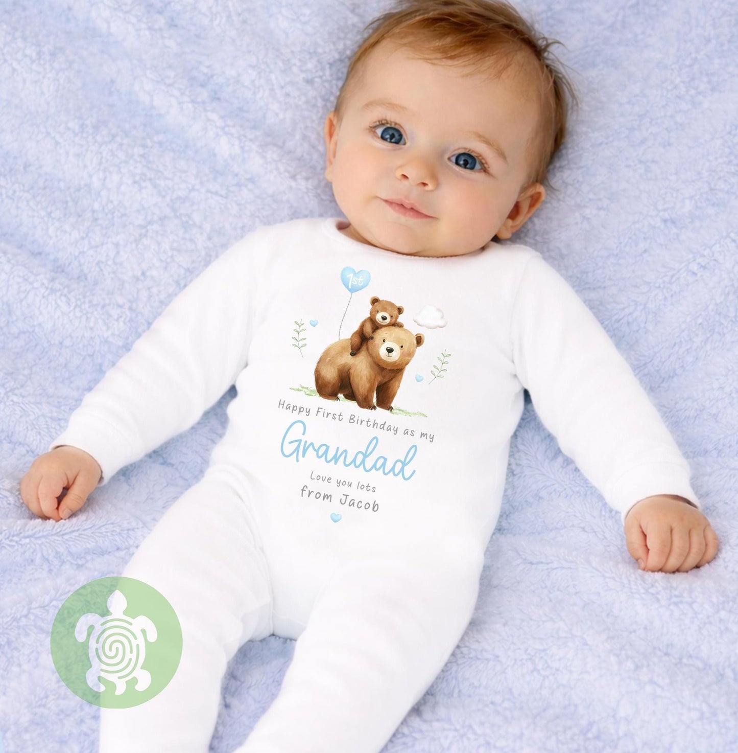 Personalised Bear Happy 1st Birthday as My Mummy Sleepsuit, Baby Gift from Newborn, Baby Outfit, First Birthday as Daddy, Cute Baby Vest
