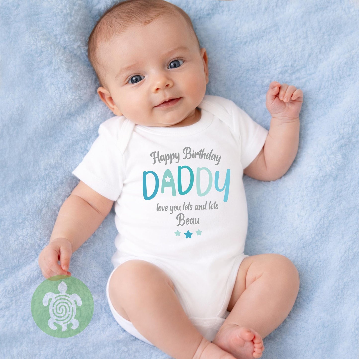 Happy Birthday Daddy Love you Lots Baby Toddler T-shirt Bodysuit Babygrow Personalised Pink Blue Option Gift