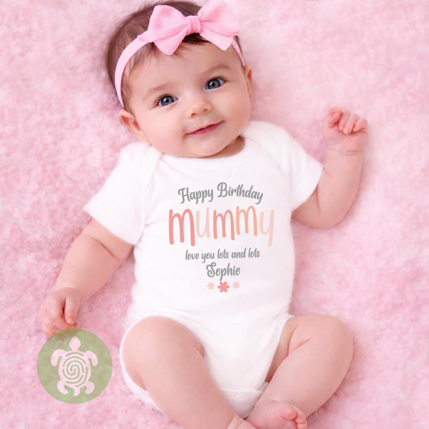 Happy Birthday Mummy Love you Lots Baby Toddler T-shirt Bodysuit Babygrow Personalised Pink Blue Option Gift