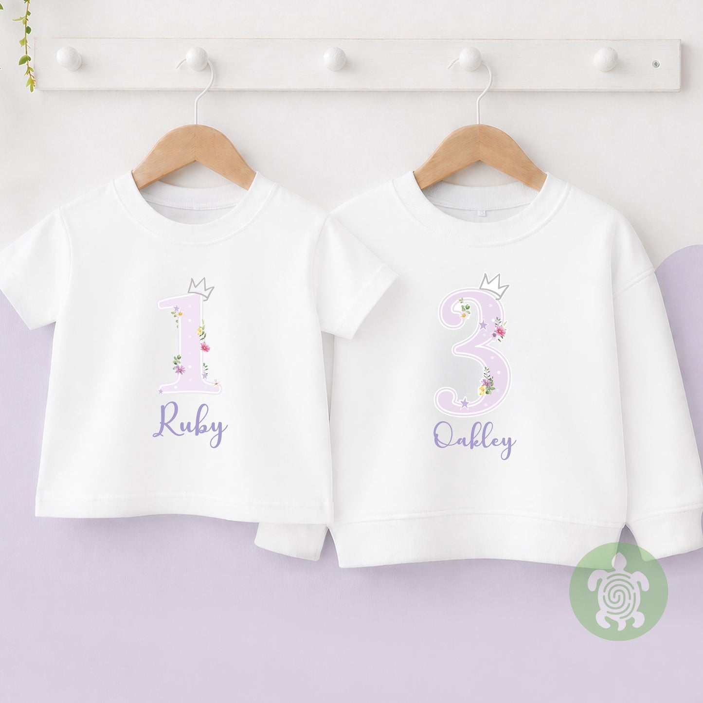 Princess Flowers theme ,1st 2nd Birthday Party T-shirt Top, Personalised First Second Birthday design, Princess Birthday Children's Tee