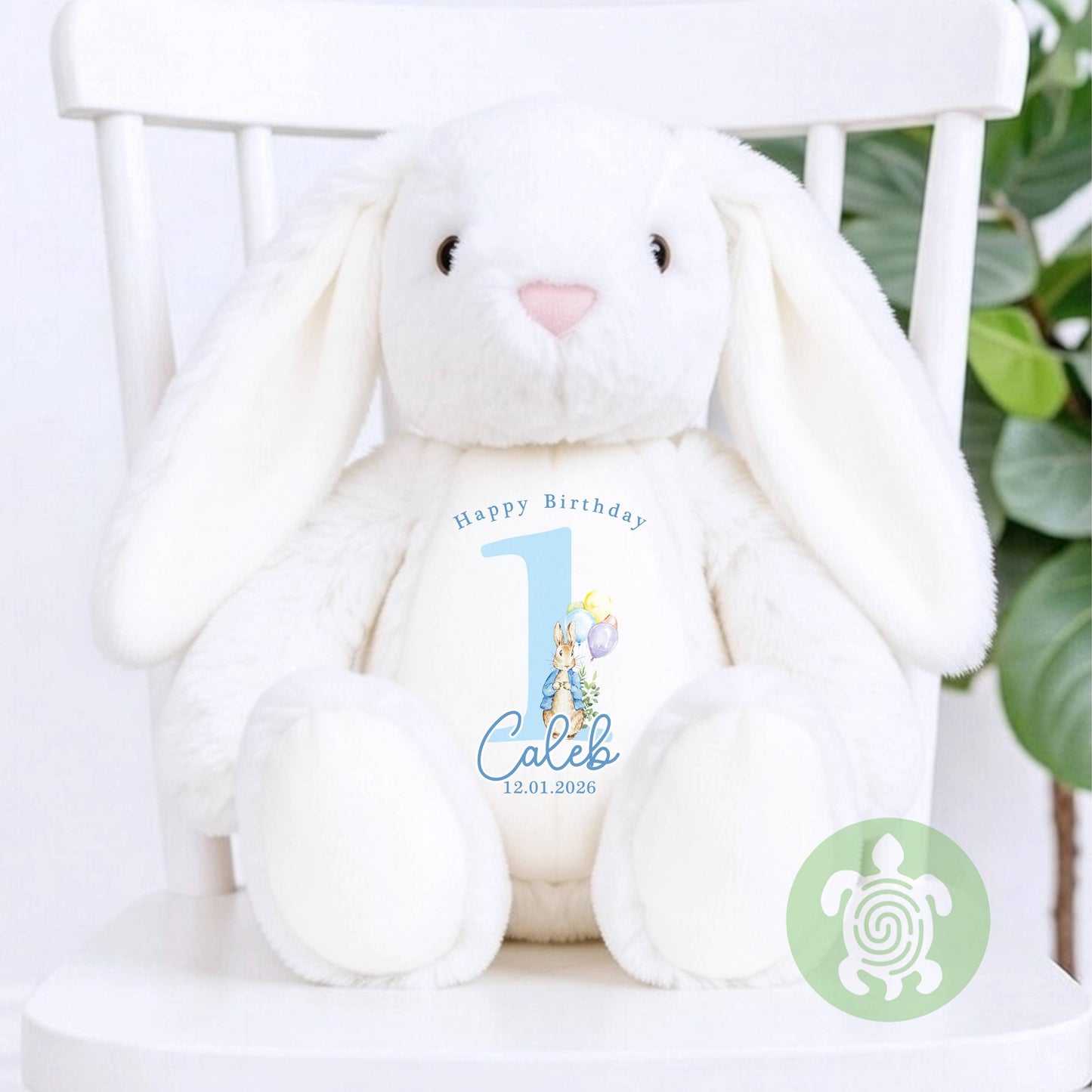 Blue Personalised Birthday Plush Bunny, Children's Birthday Gift, Custom Soft Toy for  Keepsake, Gift