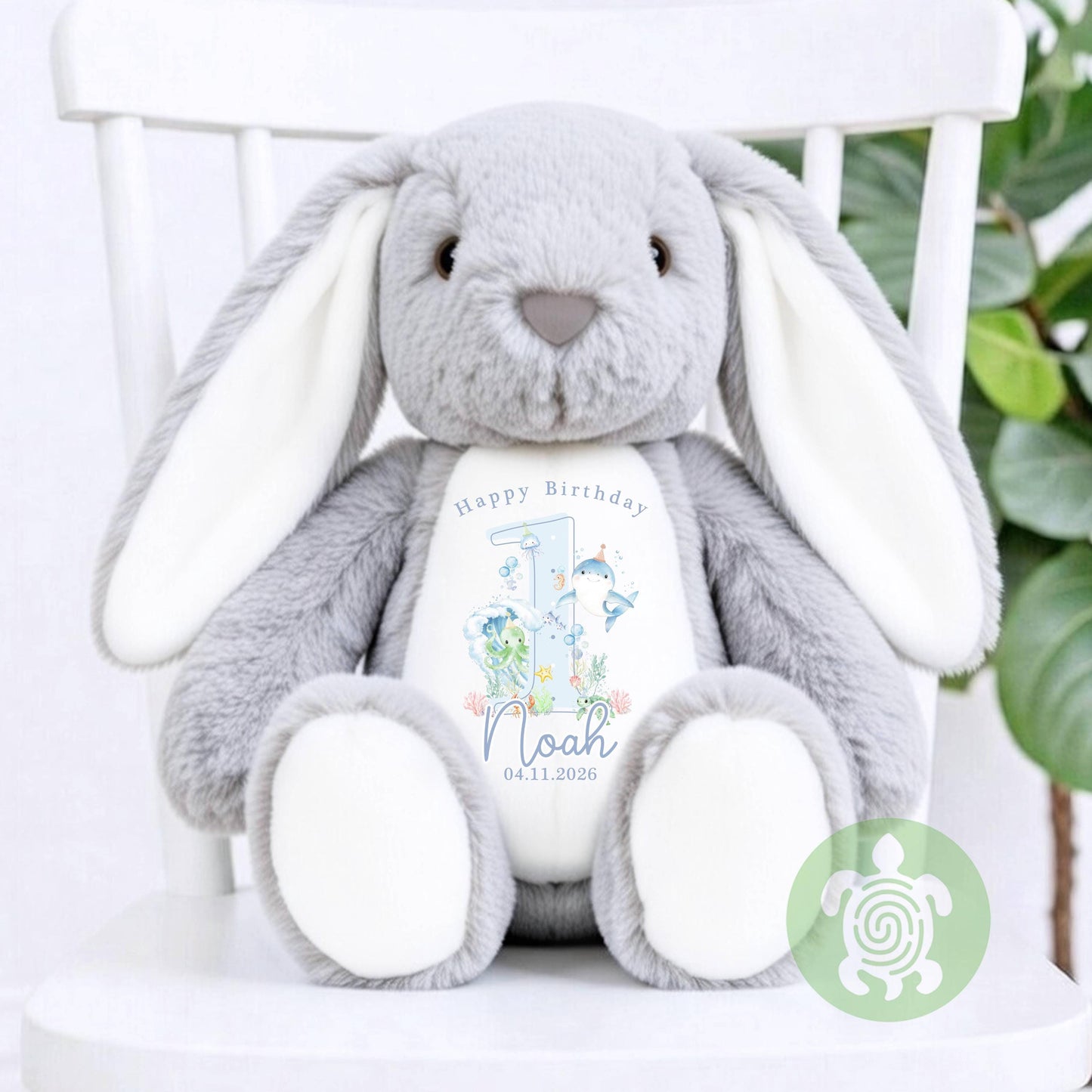 Blue Personalised Birthday Plush Bunny, Children's Birthday Gift, Custom Soft Toy for  Keepsake, Gift
