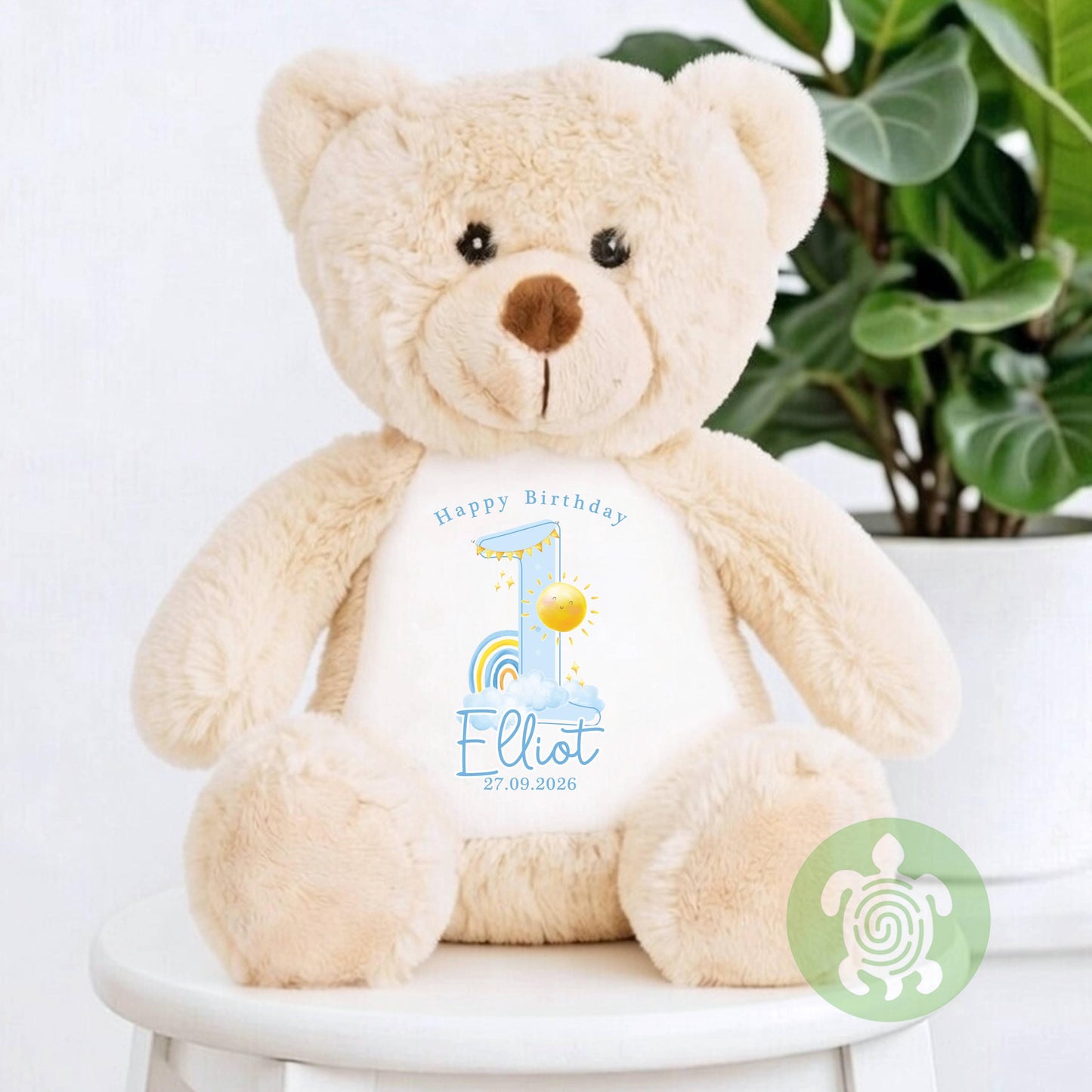 Blue Personalised Birthday Plush Bunny, Children's Birthday Gift, Custom Soft Toy for  Keepsake, Gift