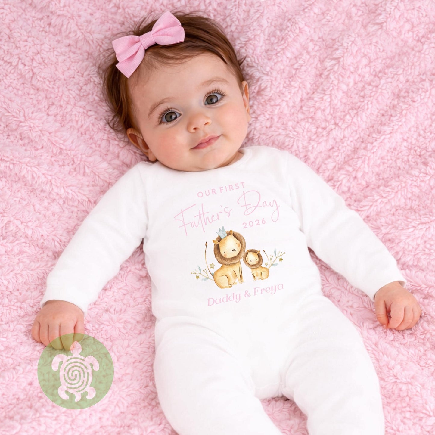 Personalised Our First Father's Day Pink or Blue Lion, Father’s day babygrow, First Father’s Day, 1st Fathers day gift, Gifts for Dad