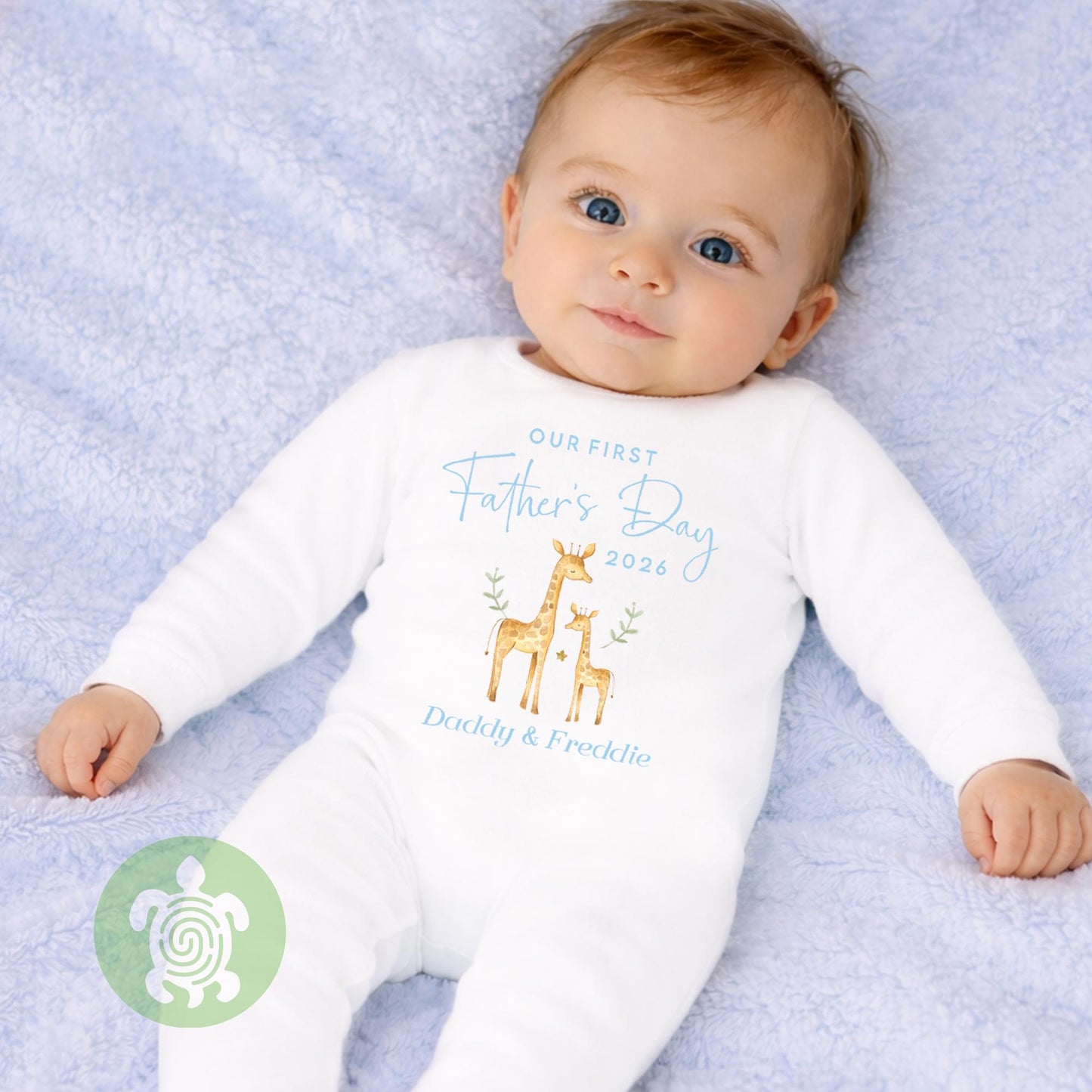 Personalised Our First Father's Day Pink or Blue Giraffe, Father’s day babygrow, First Father’s Day, 1st Fathers day gift, Gifts for Dad
