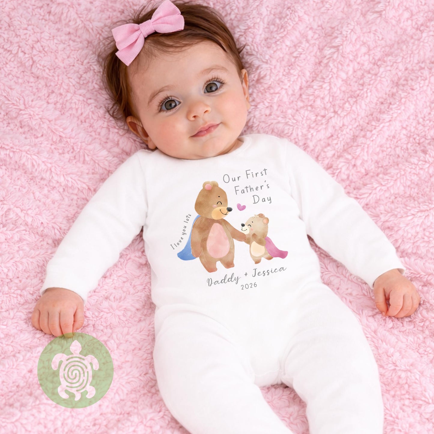 Personalised Our First Fathers Day Bear Superhero Cape, First Fathers day babygrow, First Father’s Day, 1st Fathers day gift, Gifts for Dad