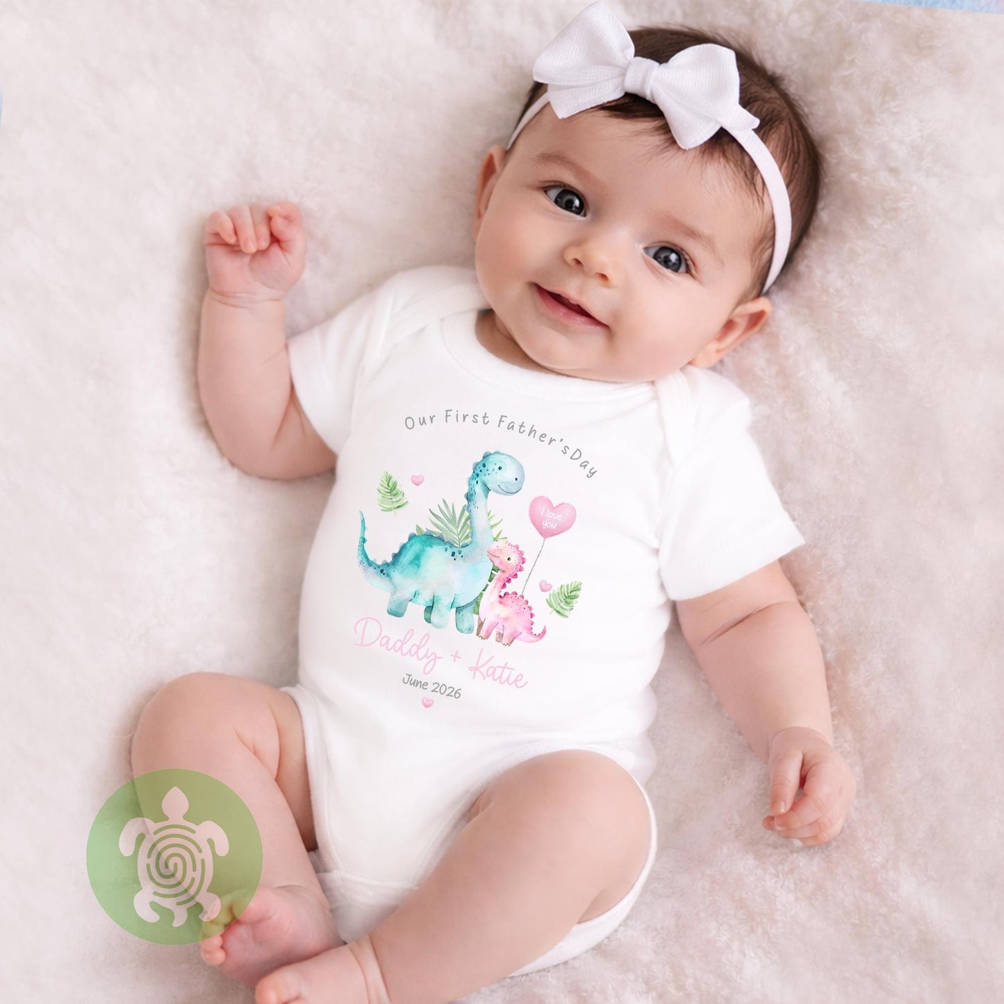Personalised Our First Father's Day Pink or Blue Dinosaur, Father’s day babygrow, First Father’s Day, 1st Fathers day, Gifts for Dad