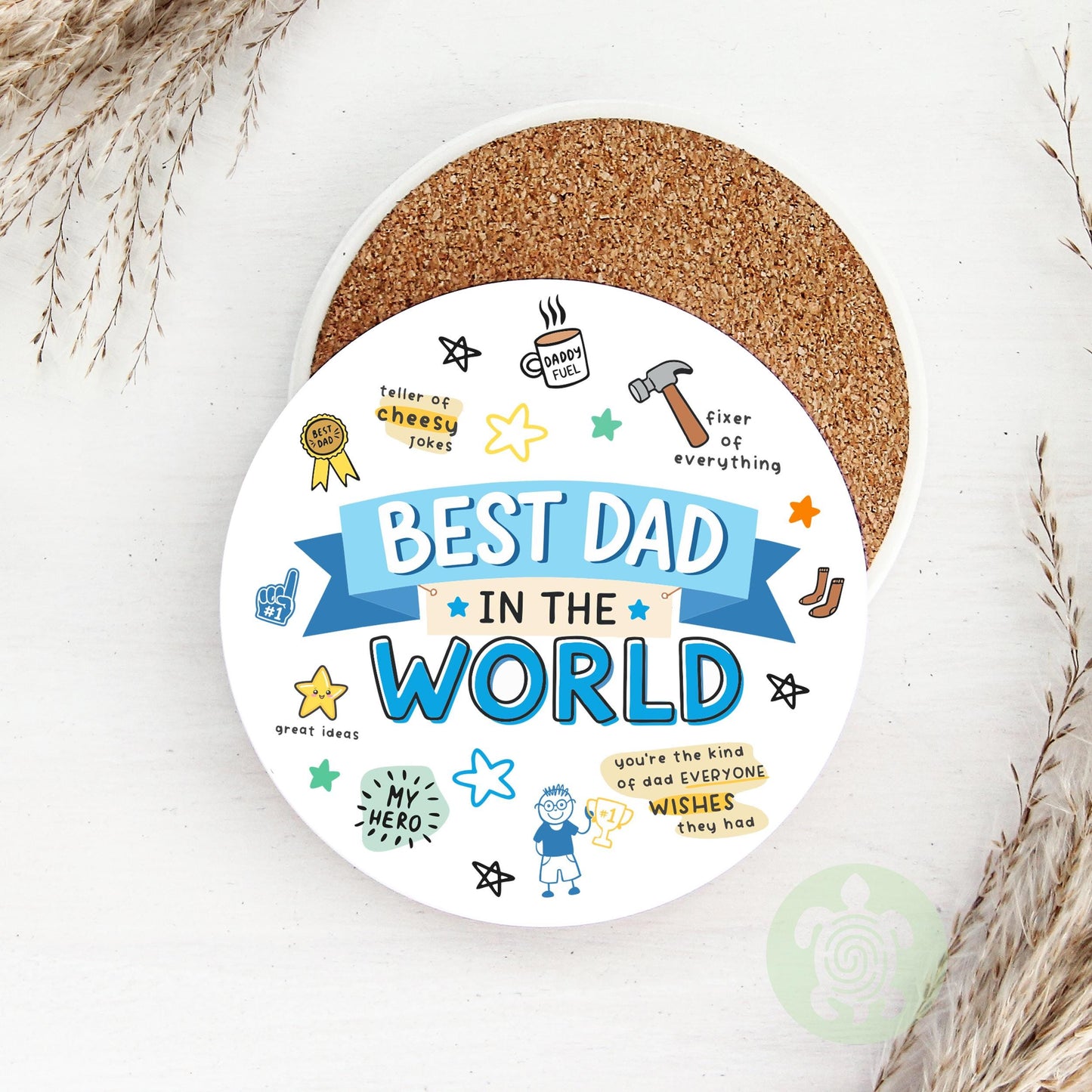 The Best Dad in the World Mug, Funny Birthday Gift For Dad, From Son, Daughter, Funny Father's Day Gift, First Time Dad, Blue Handle Mug
