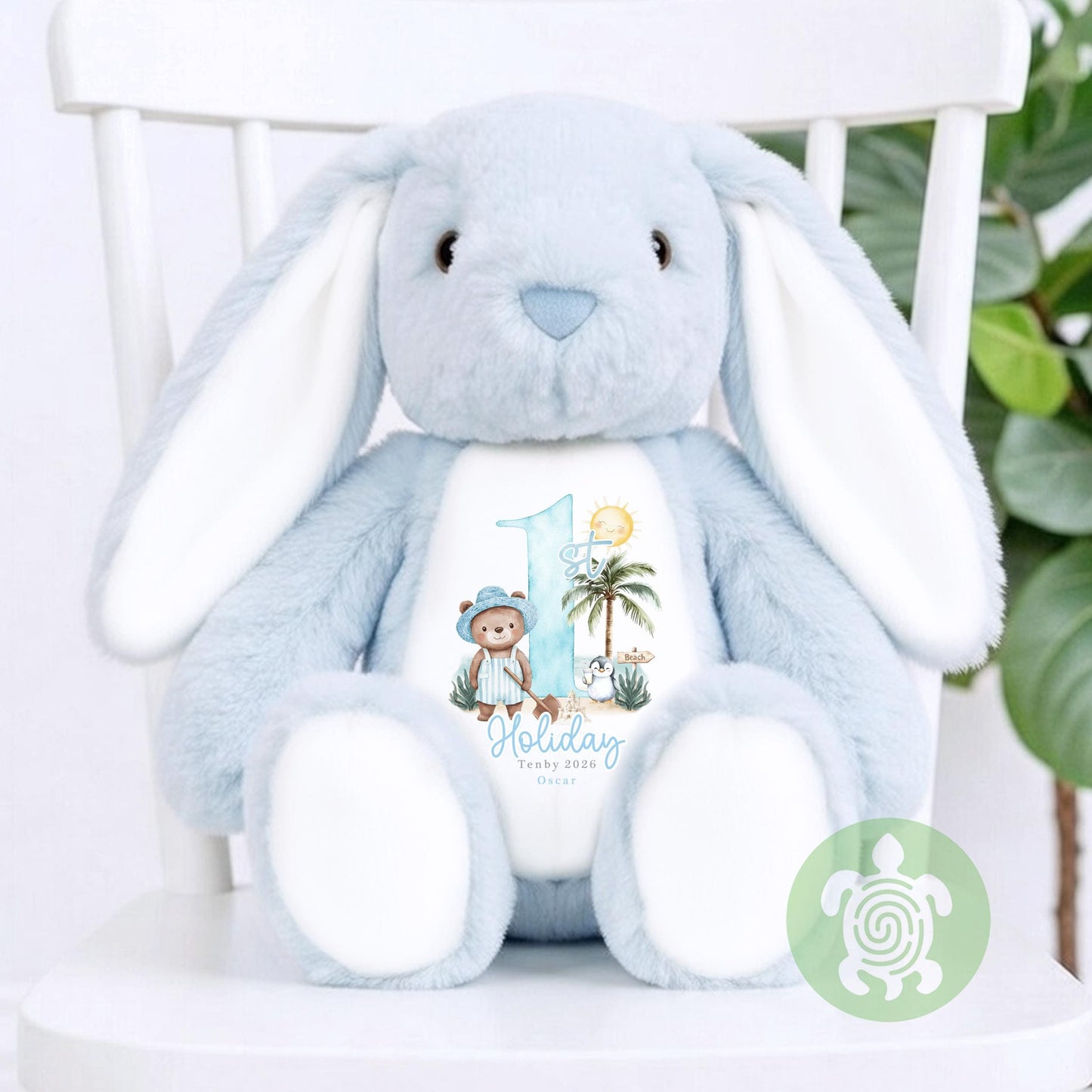 My First Holiday Gift, 1st Time Flyer, Holiday Bunny Toy, Personalised Holiday Bunny, Soft Toy Keepsake, Name Bunny, Toddler Gift