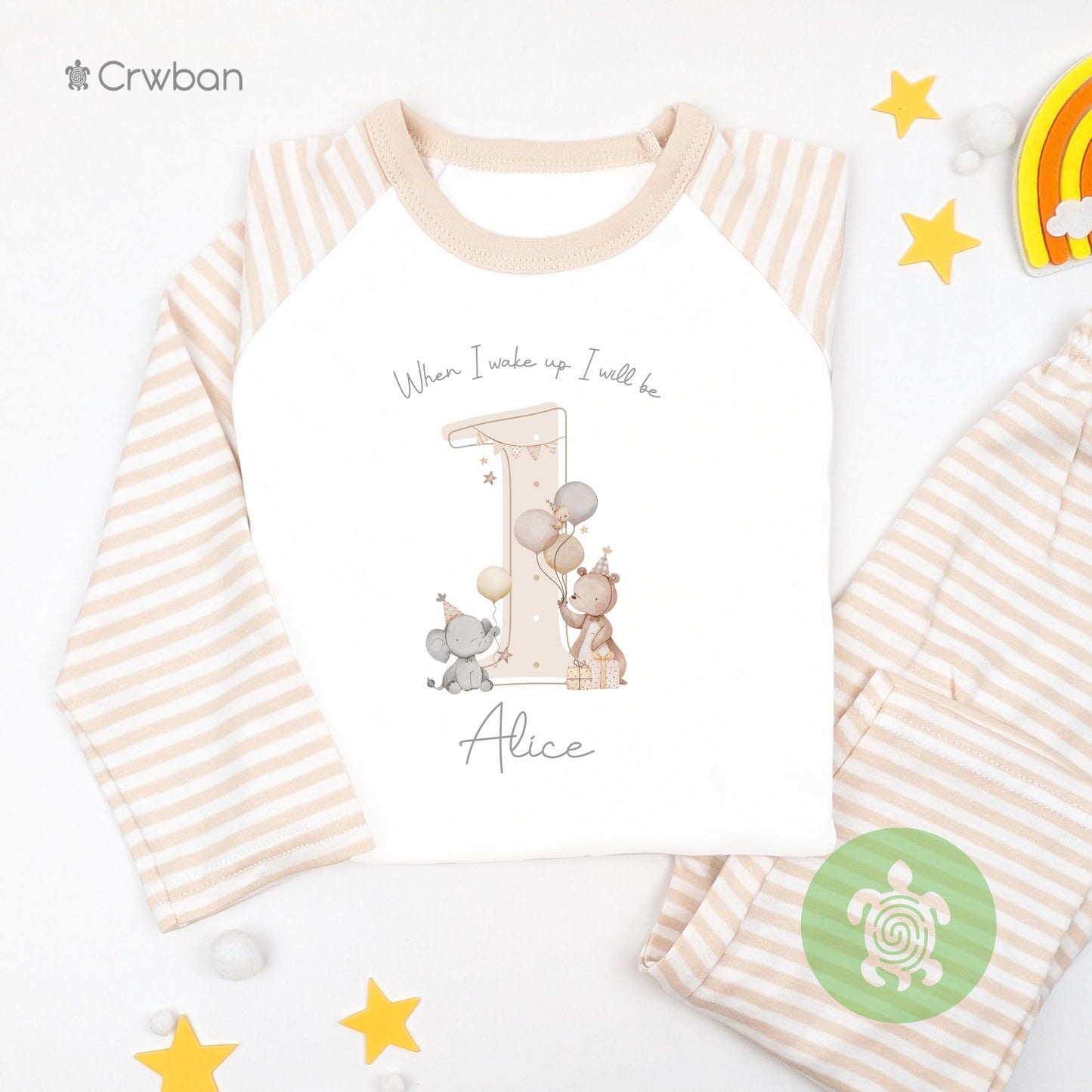 Beige Teddy Party Any Age Birthday Personalised Kids Outfit, Birthday Morning Set, Custom Name Cotton Clothing Set, Tight-fitting style