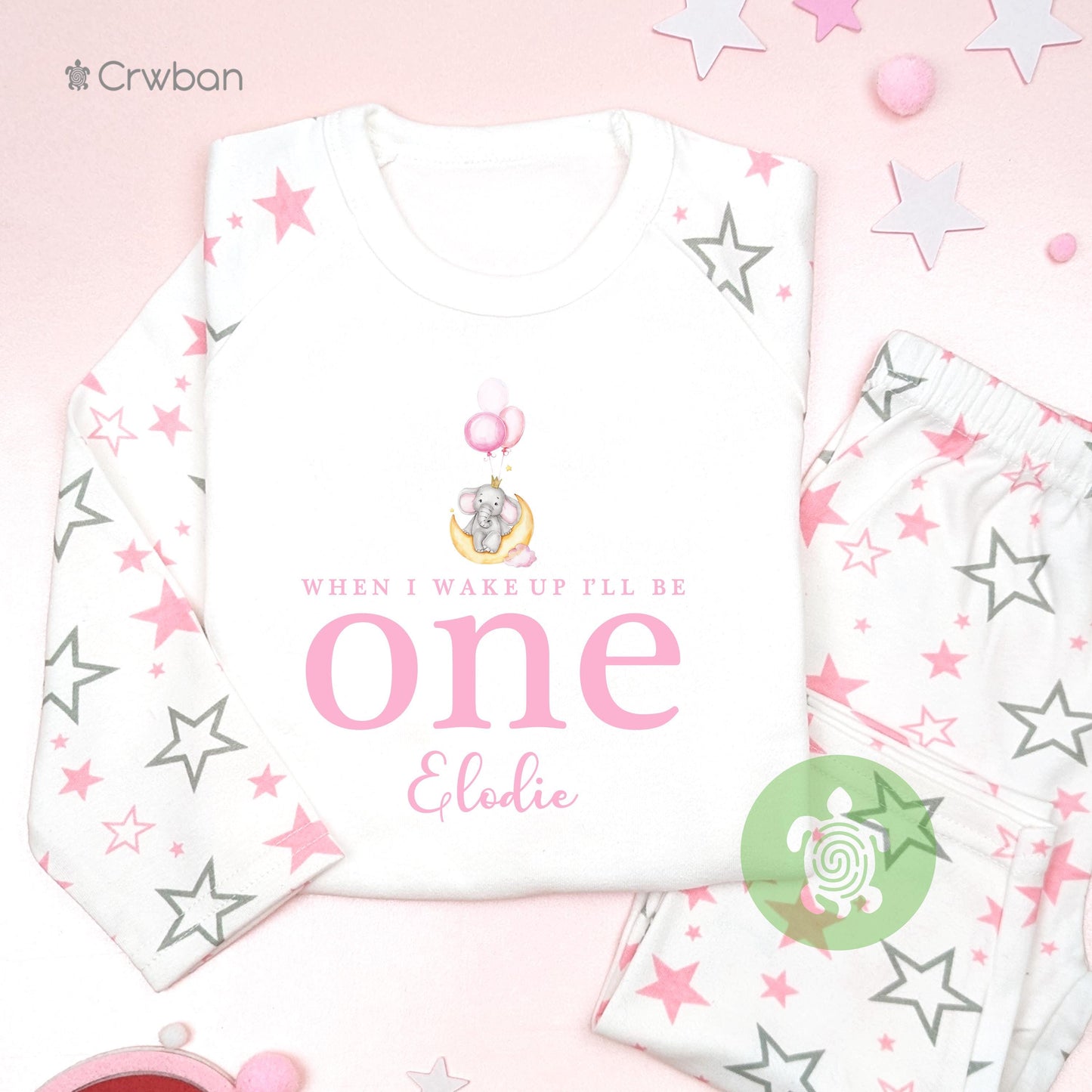 Pink Elephant Balloons 1st 2nd 3rd Personalised Kids Outfit, Birthday Morning Set, Custom Name Cotton Clothing Set, Tight-fitting style