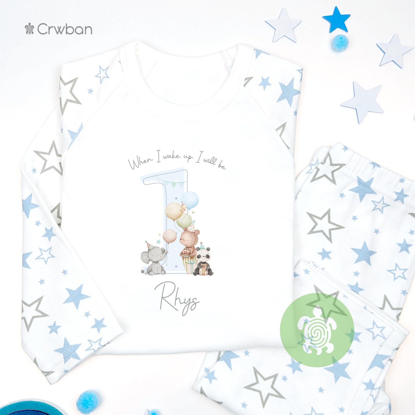 Blue Teddy Party Any Age Birthday Personalised Kids Outfit, Birthday Morning Set, Custom Name Cotton Clothing Set, Tight-fitting style