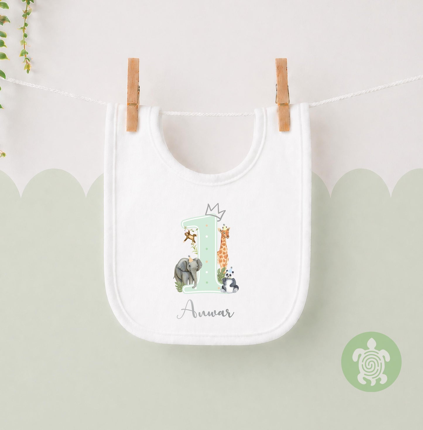 Safari Jungle theme 1st 2nd Birthday Party T-shirt Top, Personalised First Second Birthday design with Metallic Silver Print Children's Tee