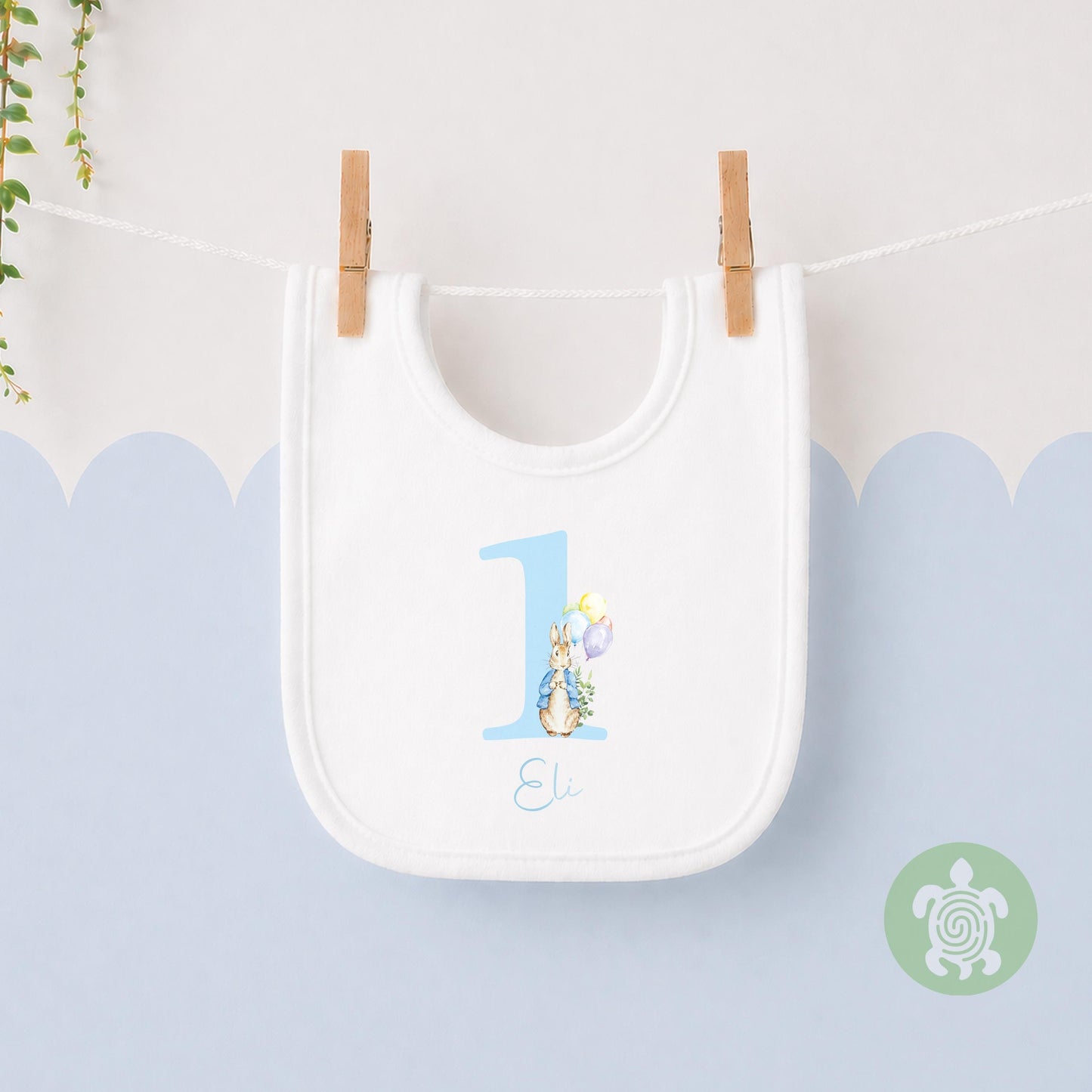 Rabbit Birthday Boy Party T-shirt Top, Personalised 1st 2nd 3rd Birthday design with Metallic Blue Print Children's Clothing