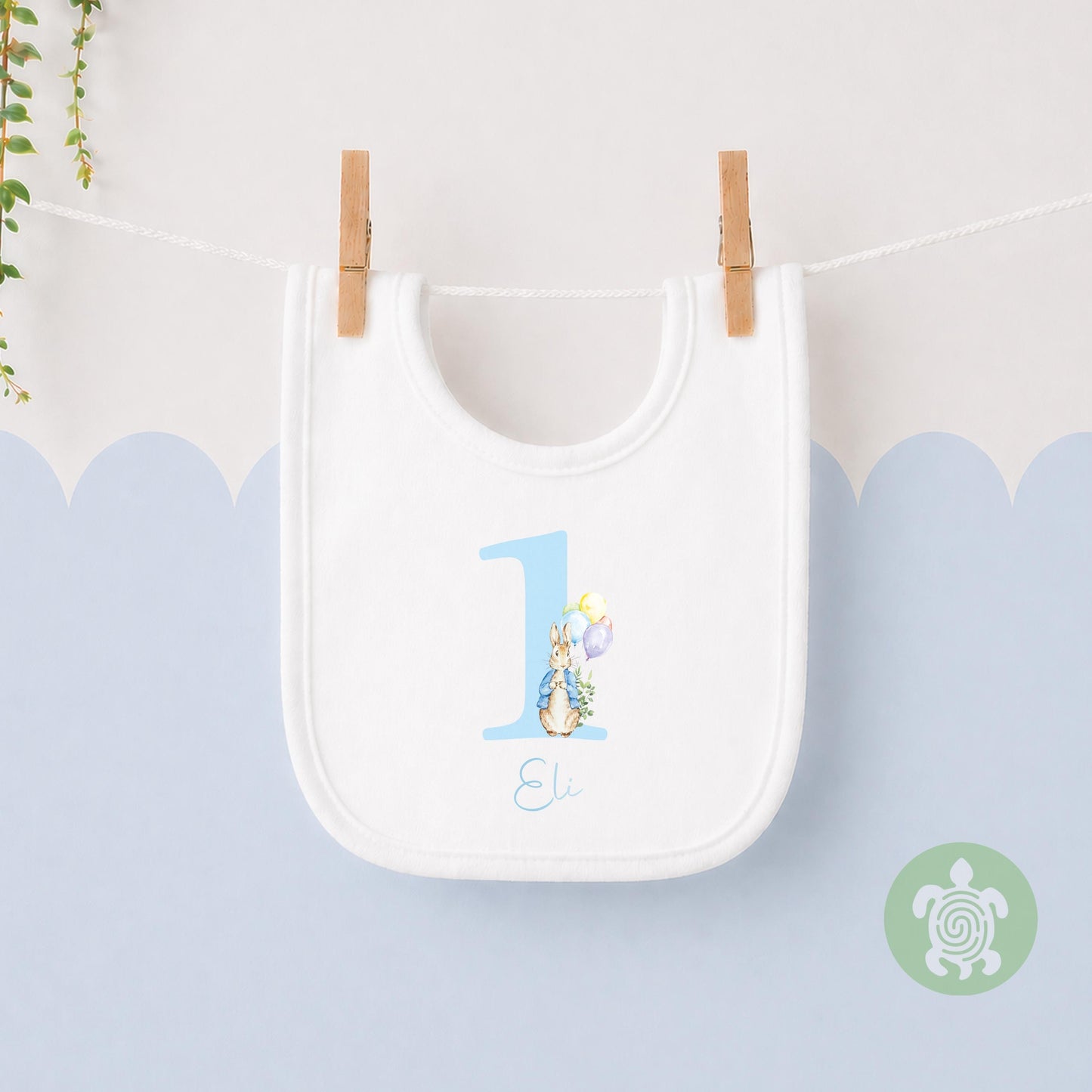 Rabbit Birthday Boy Party T-shirt Top, Personalised 1st 2nd 3rd Birthday design with Metallic Blue Print Children's Clothing