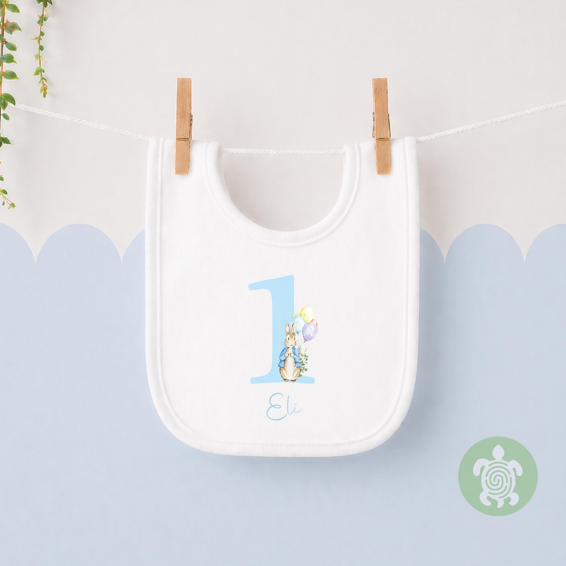 Rabbit Birthday Boy Party T-shirt Top, Personalised 1st 2nd 3rd Birthday design with Metallic Blue Print Children's Clothing