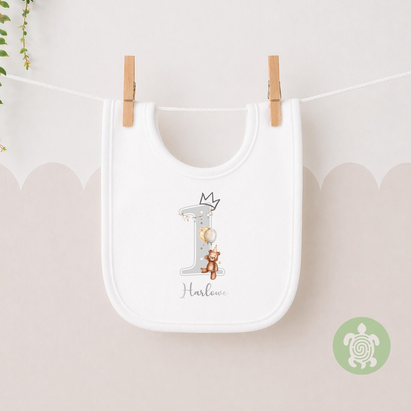 Teddy Bear Birthday Boy Girl Party T-shirt Top, Personalised 1st 2nd 3rd Birthday design with Metallic Silver Print Children's Clothing