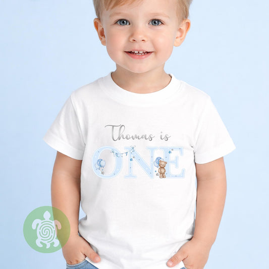 Blue Teddy Any Age, 1st Birthday Party Sweatshirt, Personalised First Birthday design Childs Jumper Sweatshirt Baby Boy Girl
