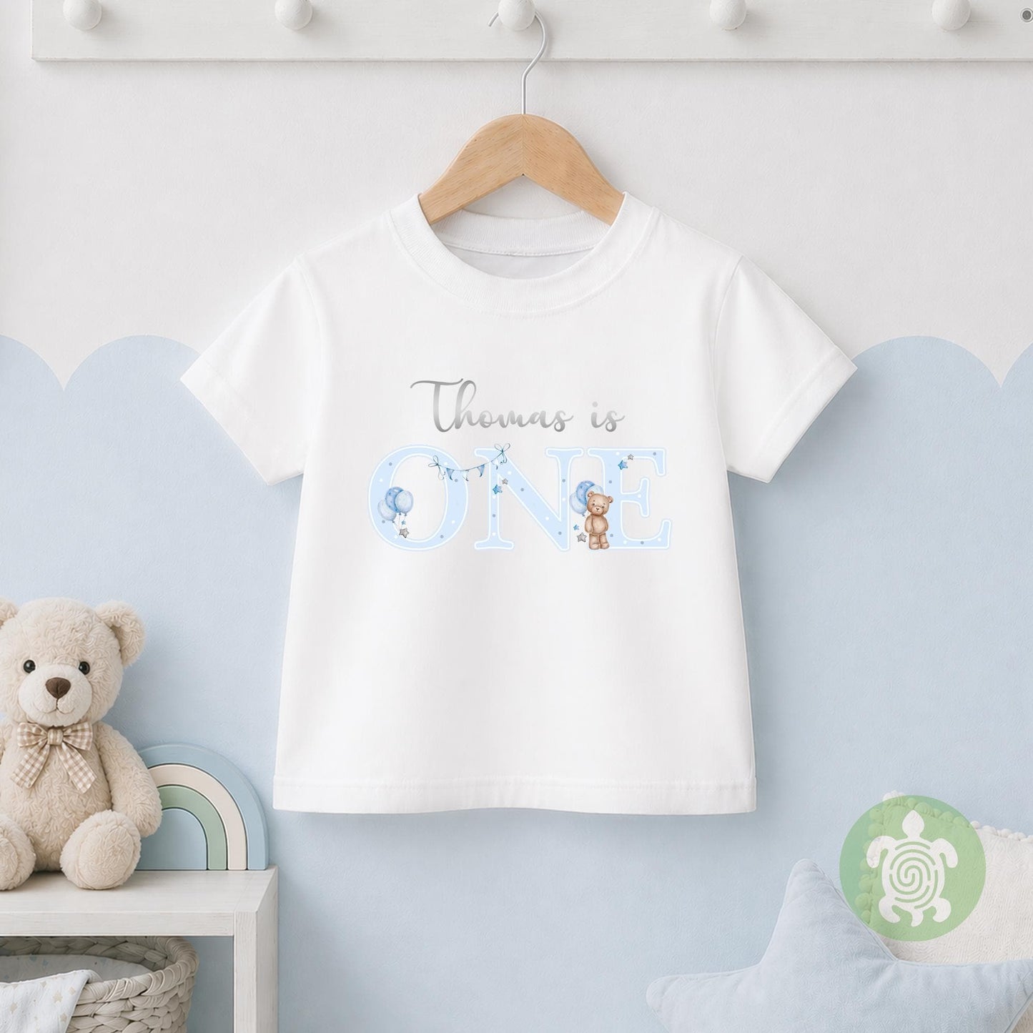Blue Teddy Any Age, 1st Birthday Party Sweatshirt, Personalised First Birthday design Childs Jumper Sweatshirt Baby Boy Girl