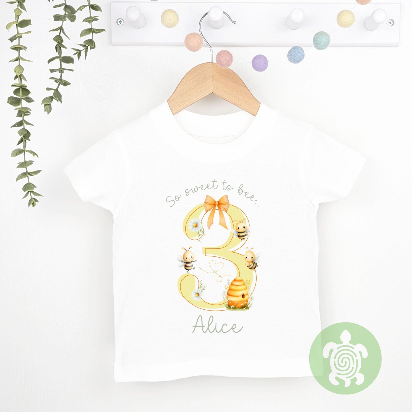 Personalised Too Sweet to Bee.. Any Age Birthday T-Shirt, Bee Theme, Bday Top, Vest, Sleepsuit, Party Outfit, Printed Child Clothing