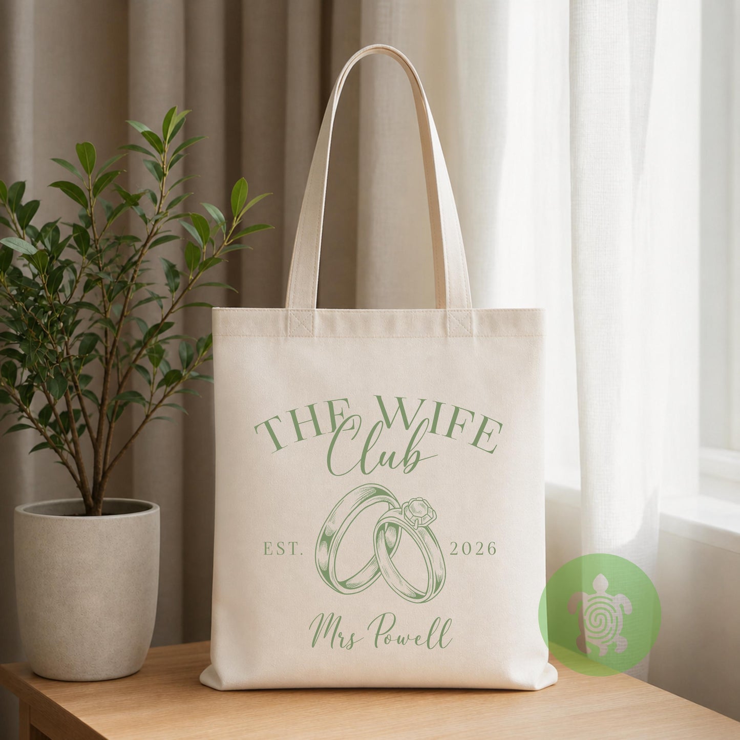 Personalised The Wife Club Tote Bag, Hand-Drawn Bridal Bag, Honeymoon Beach Bag, Newleywed Gift, Bride Present, Gift for her