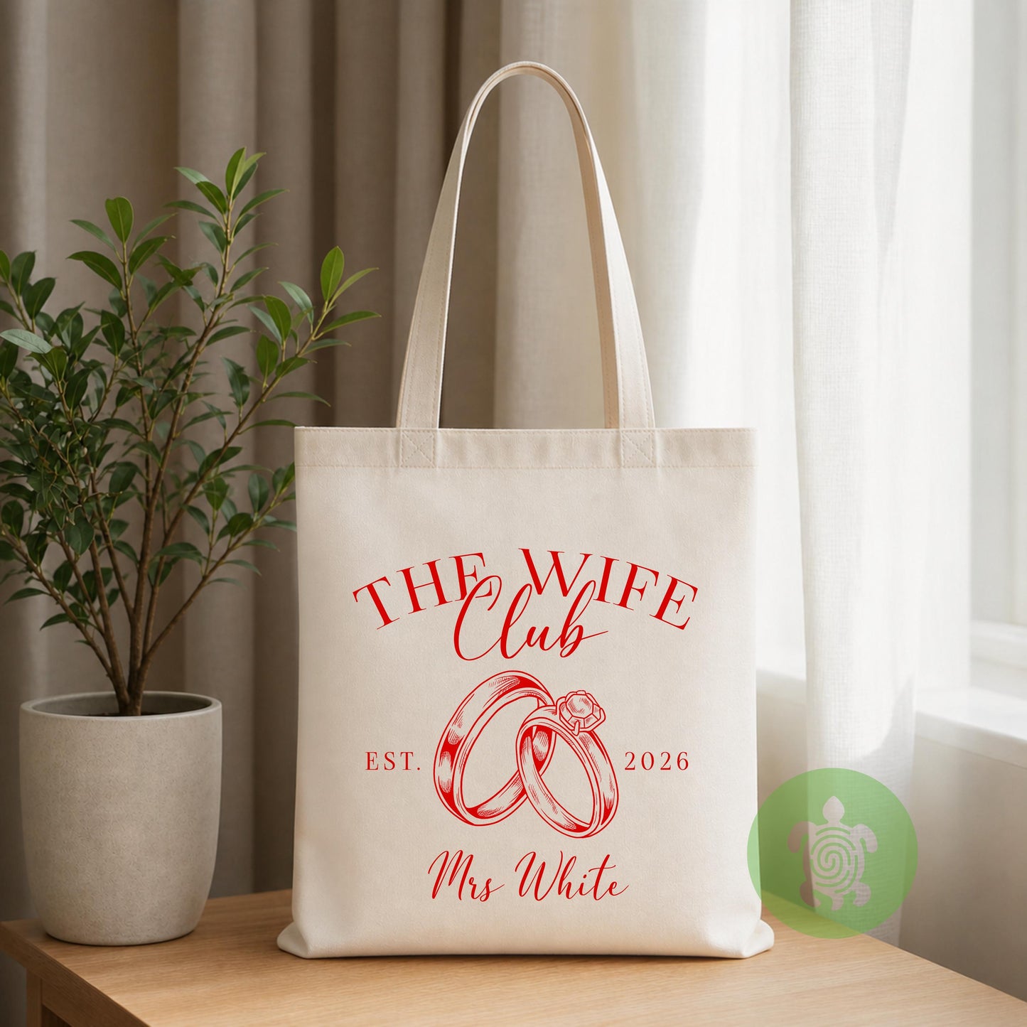Personalised The Wife Club Tote Bag, Hand-Drawn Bridal Bag, Honeymoon Beach Bag, Newleywed Gift, Bride Present, Gift for her