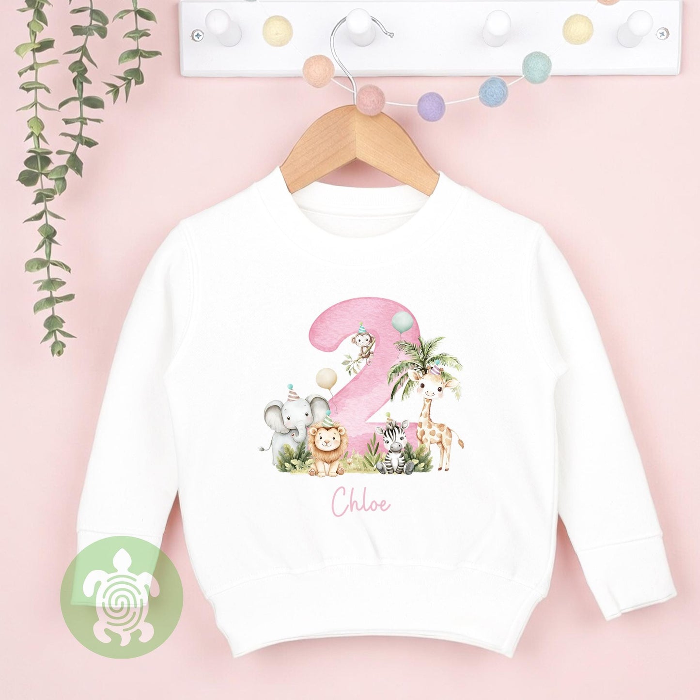 Personalised Children's Safari Number Pink Birthday T-shirt, Wild One, Safari Animal First Birthday, Toddler Girl, T-shirt, Party Outfit