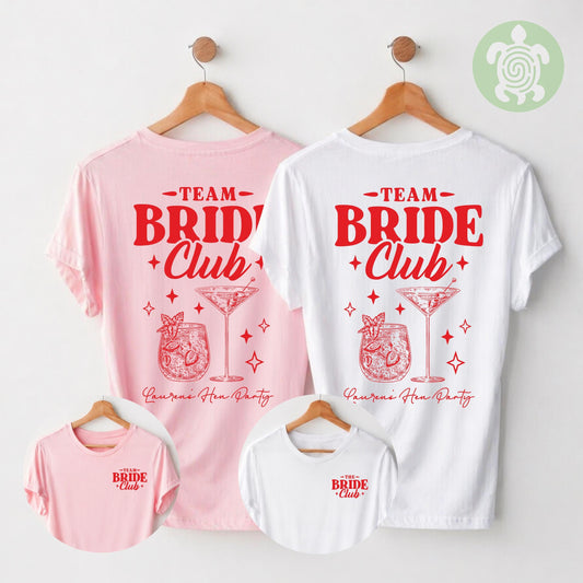 Matching Bride Club Cocktails T-shirt, Personalised Team Bride, Bachelorette Party Tshirts, Bridal Party Top, Bride To Be Tee, Hen Party