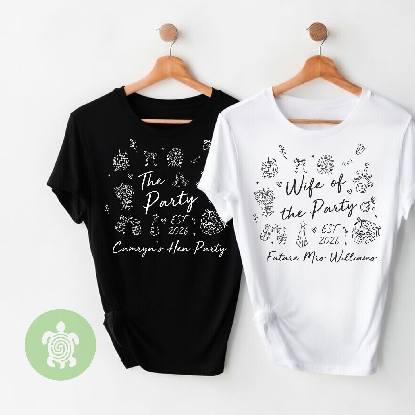 Matching Wife of the Party Hen T-shirts, Hand-drawn Team Bride, Bachelorette Party Tshirts, Bridal Party Top, Bride To Be Tee, Hen Party