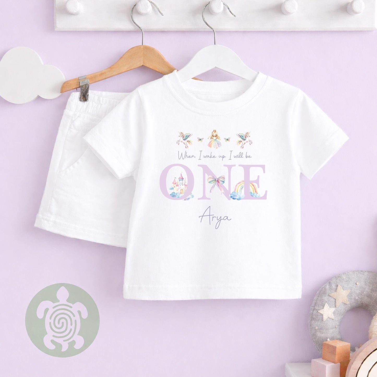 Purple Themed Any Age Birthday Girl Plain Shorts & T-shirt Pj's Set, 1st, 2nd, 3rd Birthday, Children Toddler Personalised Pyjamas, Birthday