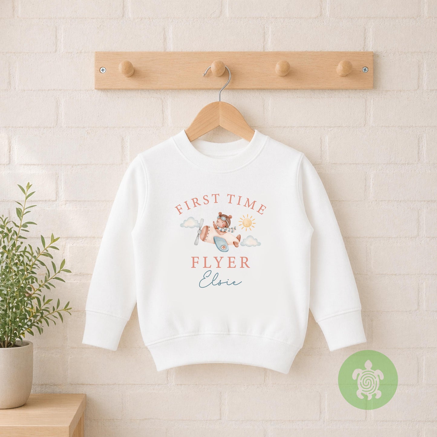 First Time Flyer Teddy Bear Airplane Personalised Holiday Tshirt, Sweatshirt, Outfit, First Holiday Sleepsuit, First Holiday, 1st Time Flyer