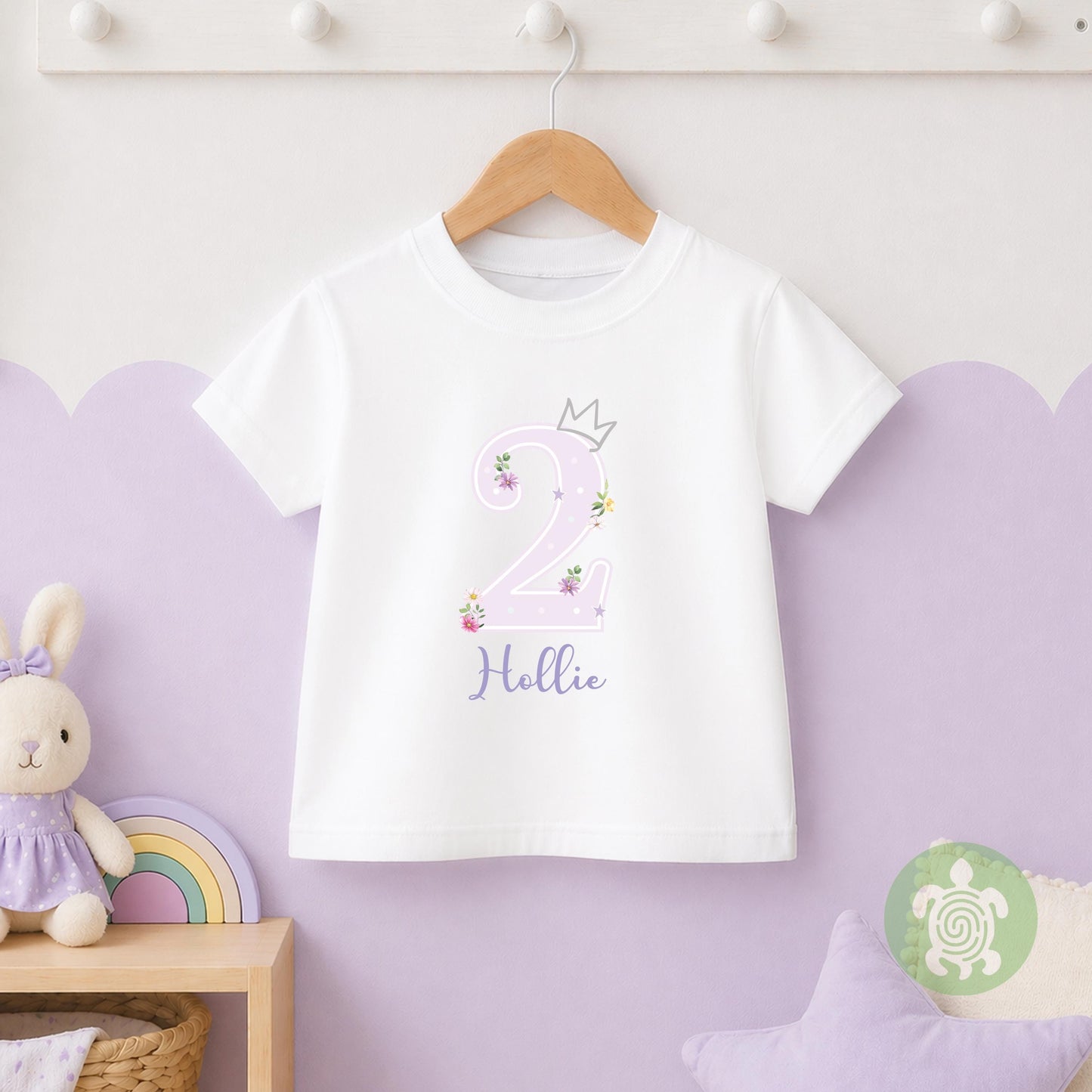 Princess Flowers theme ,1st 2nd Birthday Party T-shirt Top, Personalised First Second Birthday design, Princess Birthday Children's Tee