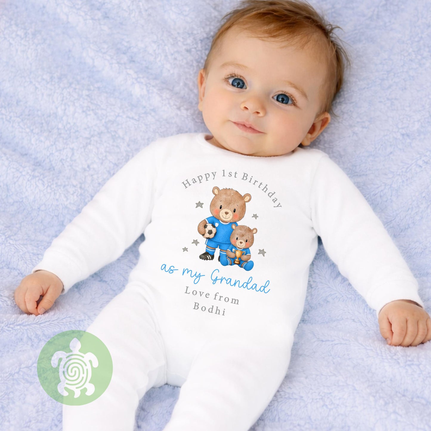 Personalised Football Happy 1st Birthday as My Daddy Sleepsuit, Baby Gift from Newborn, Baby Outfit, First Birthday as Grandad, Baby Vest