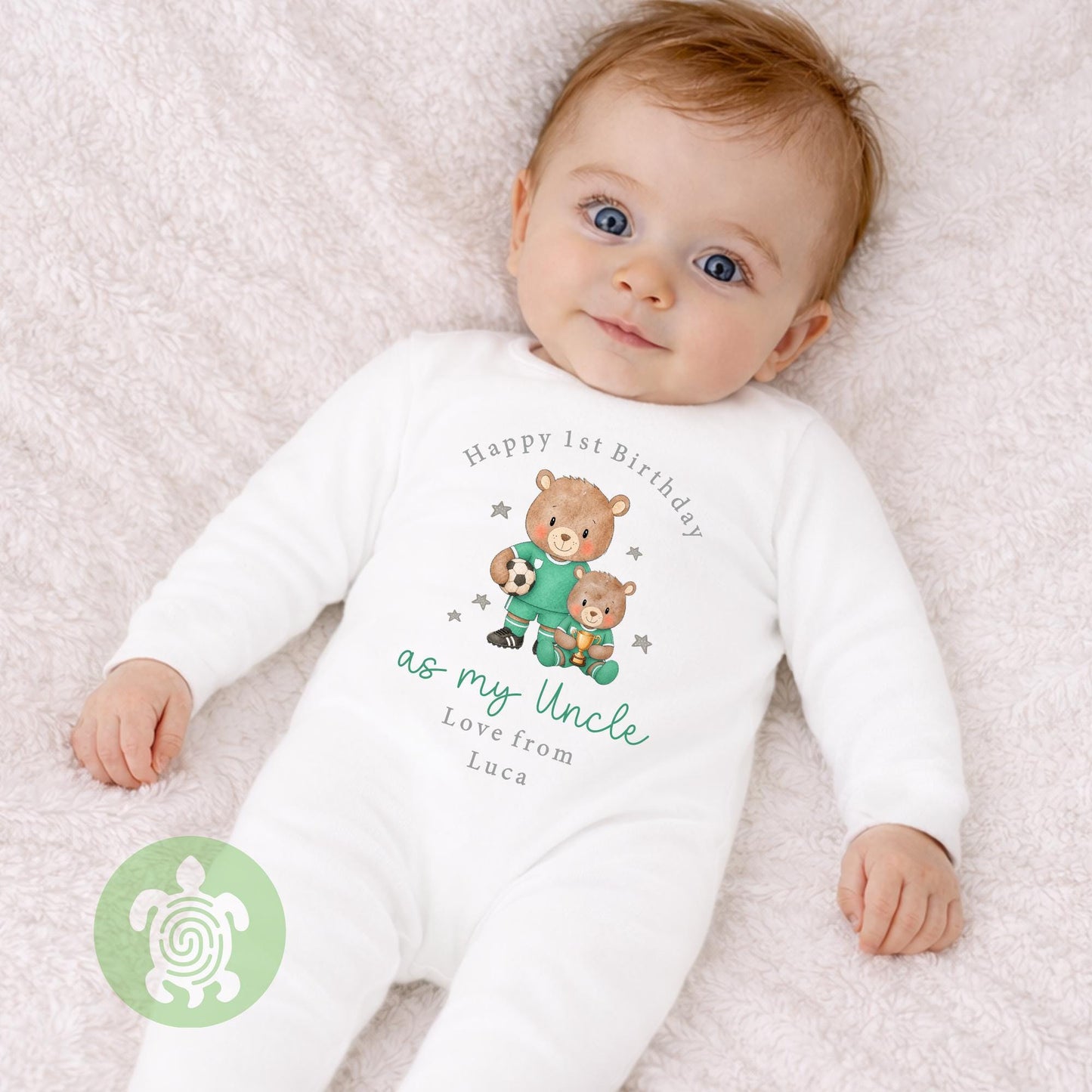 Personalised Football Happy 1st Birthday as My Daddy Sleepsuit, Baby Gift from Newborn, Baby Outfit, First Birthday as Grandad, Baby Vest