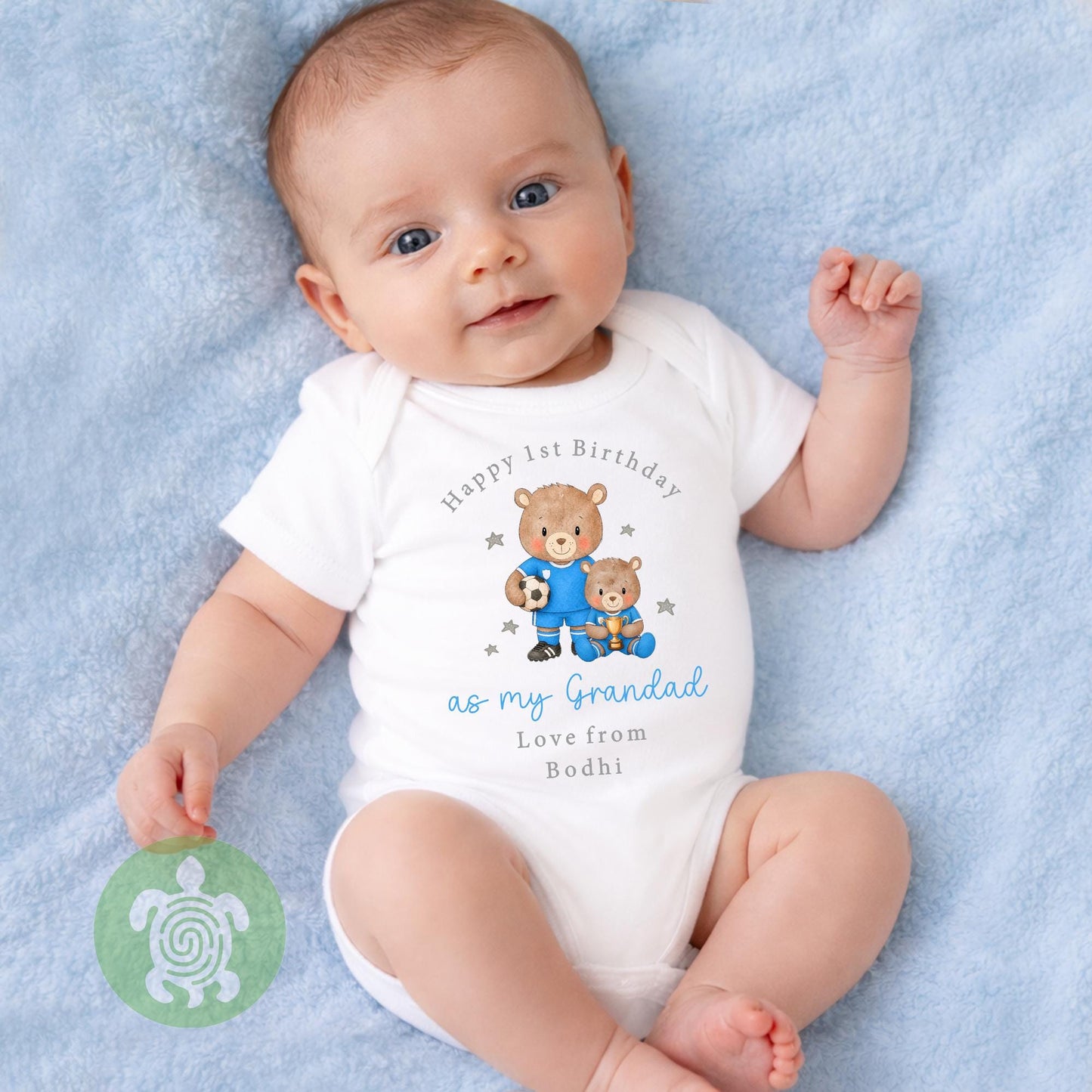 Personalised Football Happy 1st Birthday as My Daddy Sleepsuit, Baby Gift from Newborn, Baby Outfit, First Birthday as Grandad, Baby Vest