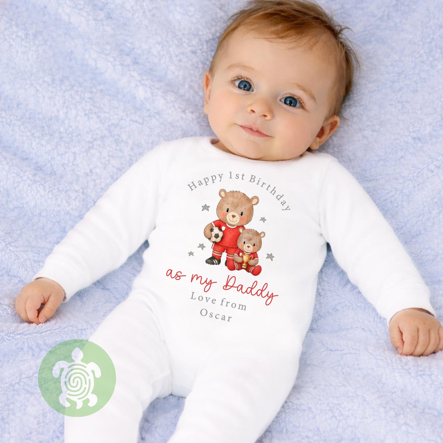 Personalised Football Happy 1st Birthday as My Daddy Sleepsuit, Baby Gift from Newborn, Baby Outfit, First Birthday as Grandad, Baby Vest
