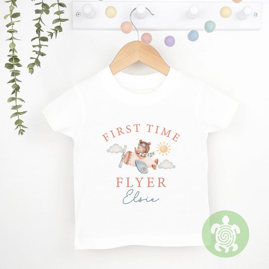 First Time Flyer Teddy Bear Airplane Personalised Holiday Tshirt, Sweatshirt, Outfit, First Holiday Sleepsuit, First Holiday, 1st Time Flyer