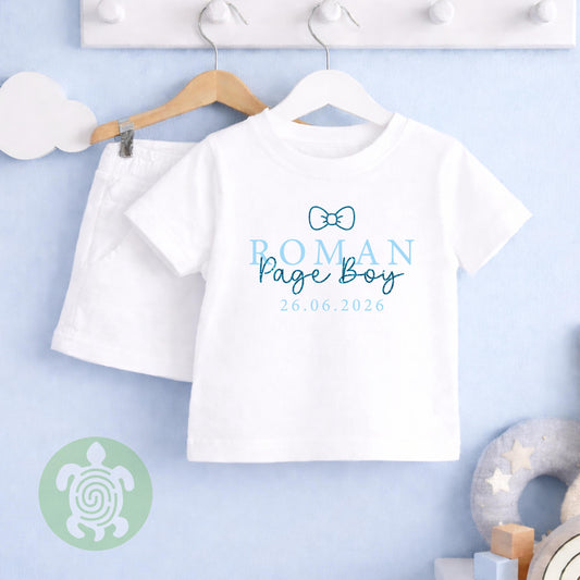 Glitter Page Boy Wedding Bow Tie Personalised Toddler Loungewear, Green, Blue, Silver, Neutral Special Occasion, Page Boy Pyjamas, Wedding