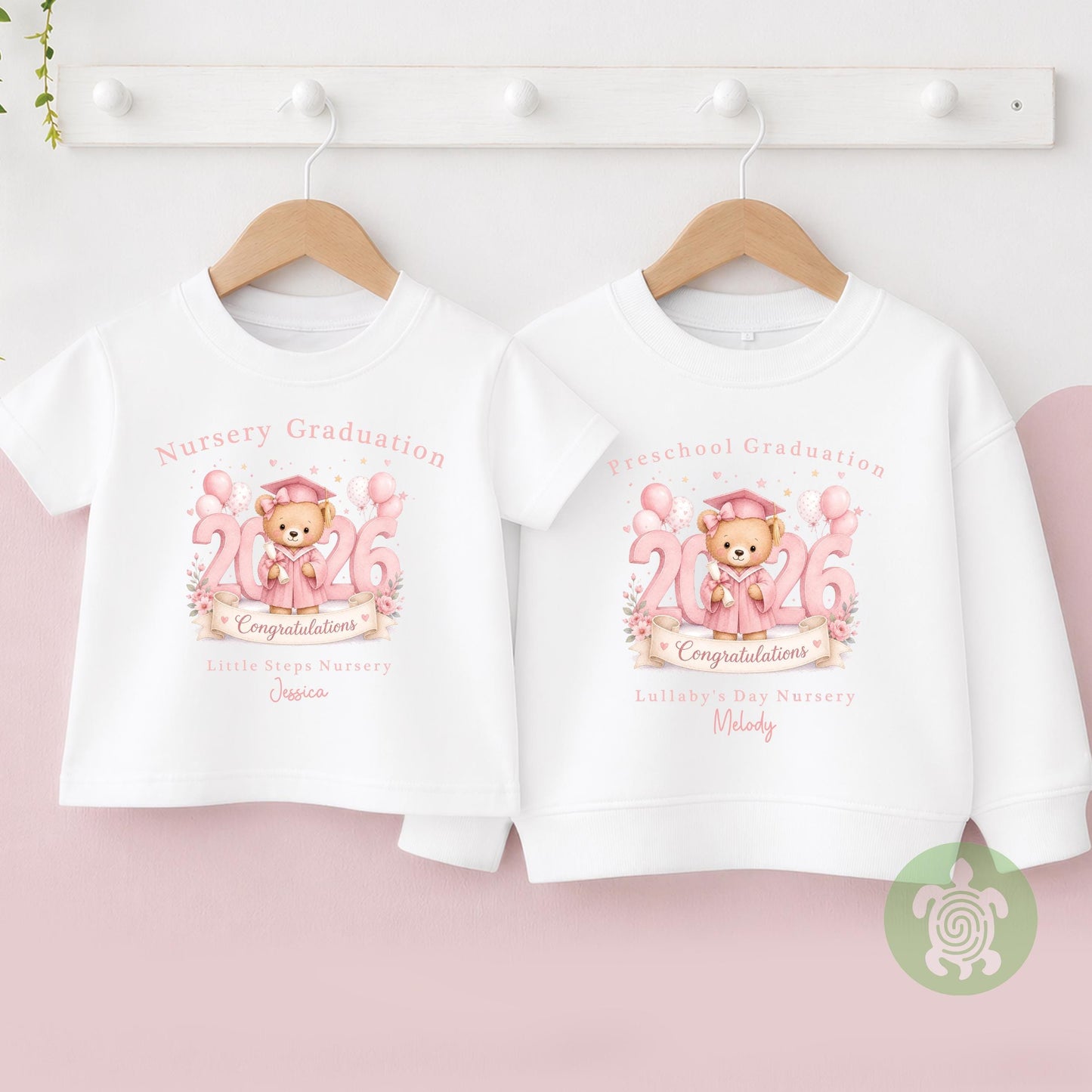 Personalised Pink Nursery Graduation Year Bunny & Top, Nursery Graduation Teddy, Personalised Last Day of Nursery, Nursery Leavers T Shirt