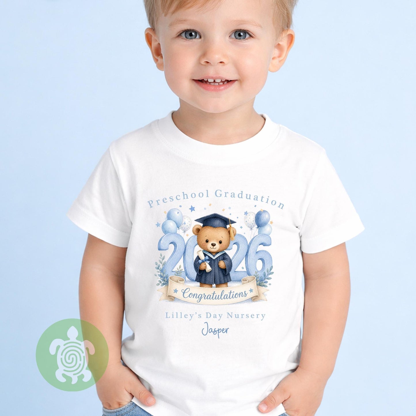 Personalised Blue Nursery Graduation Year Bunny & Top, Nursery Graduation Teddy, Personalised Last Day of Nursery, Nursery Leavers T Shirt