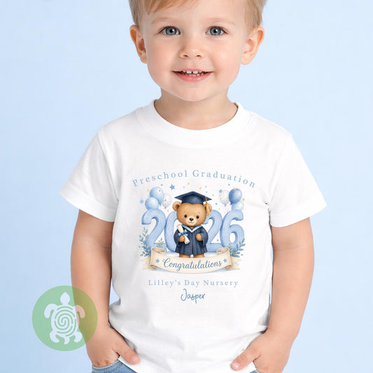 Personalised Blue Nursery Graduation Year Bunny & Top, Nursery Graduation Teddy, Personalised Last Day of Nursery, Nursery Leavers T Shirt
