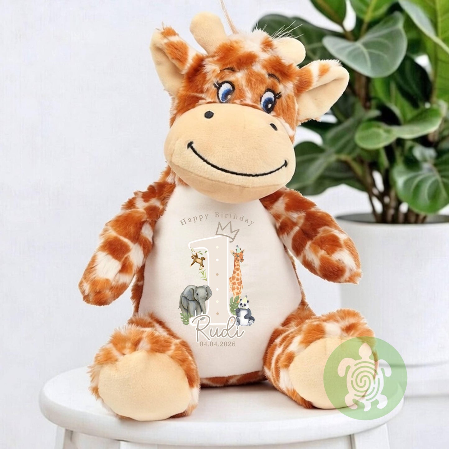 Neutral Personalised Birthday Plush Bunny, Children's Birthday Gift, Custom Soft Toy for Keepsake, Gift