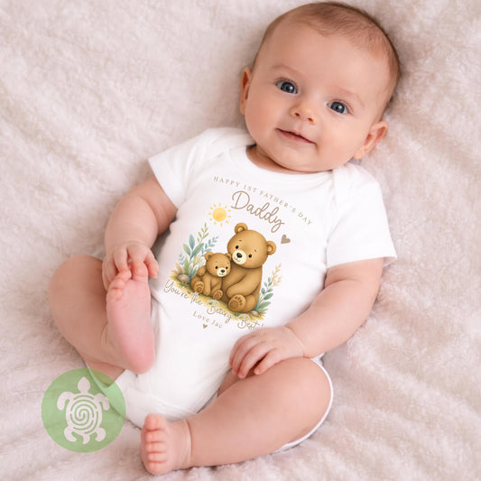 Personalised Happy First Father's Day, Newborn babygrow, First Father’s Day, Babis 1st Fathers day, Beary Best Dad, Gifts for first time Dad